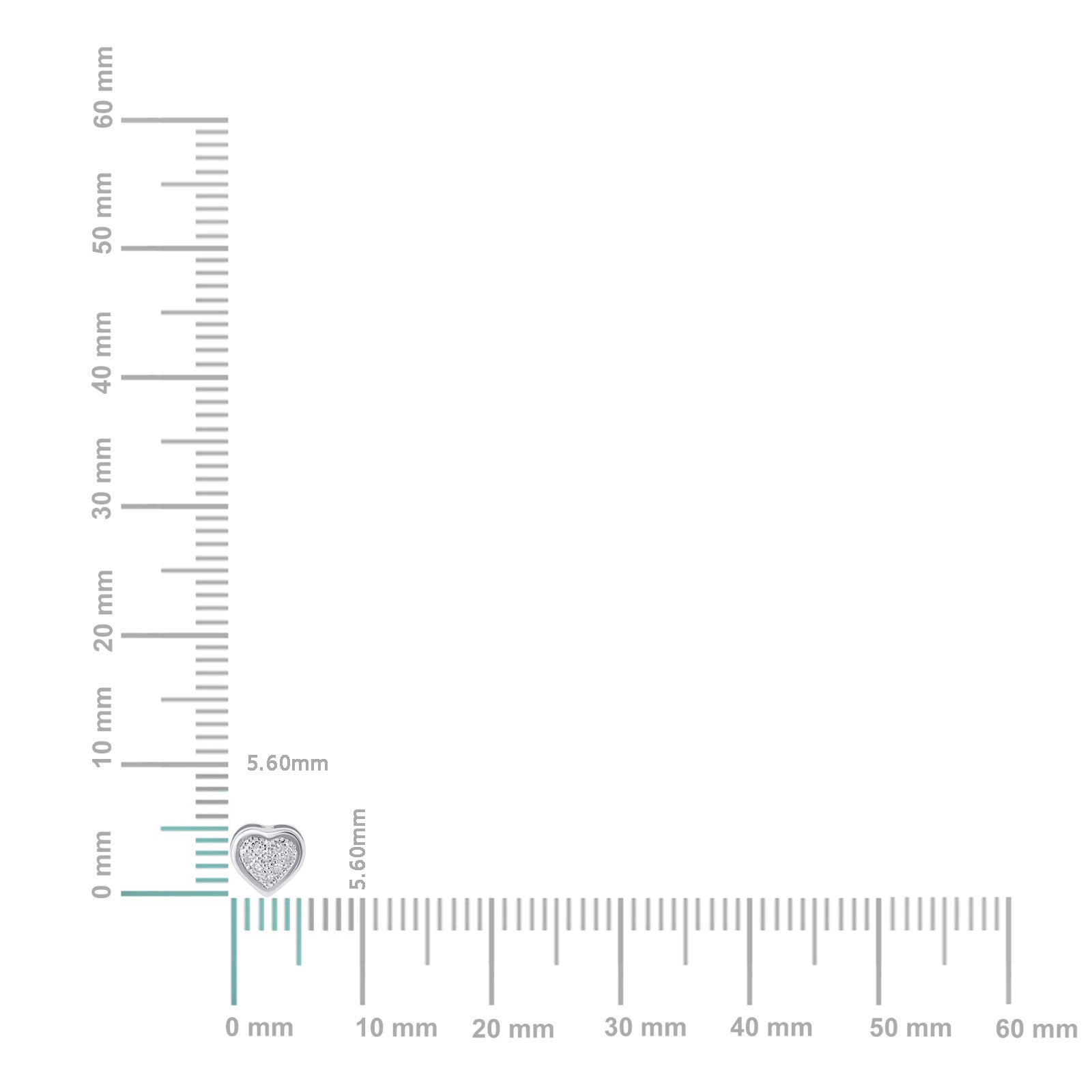 10K White Gold Round Diamond Heart Stud Earring 1/10 Cttw