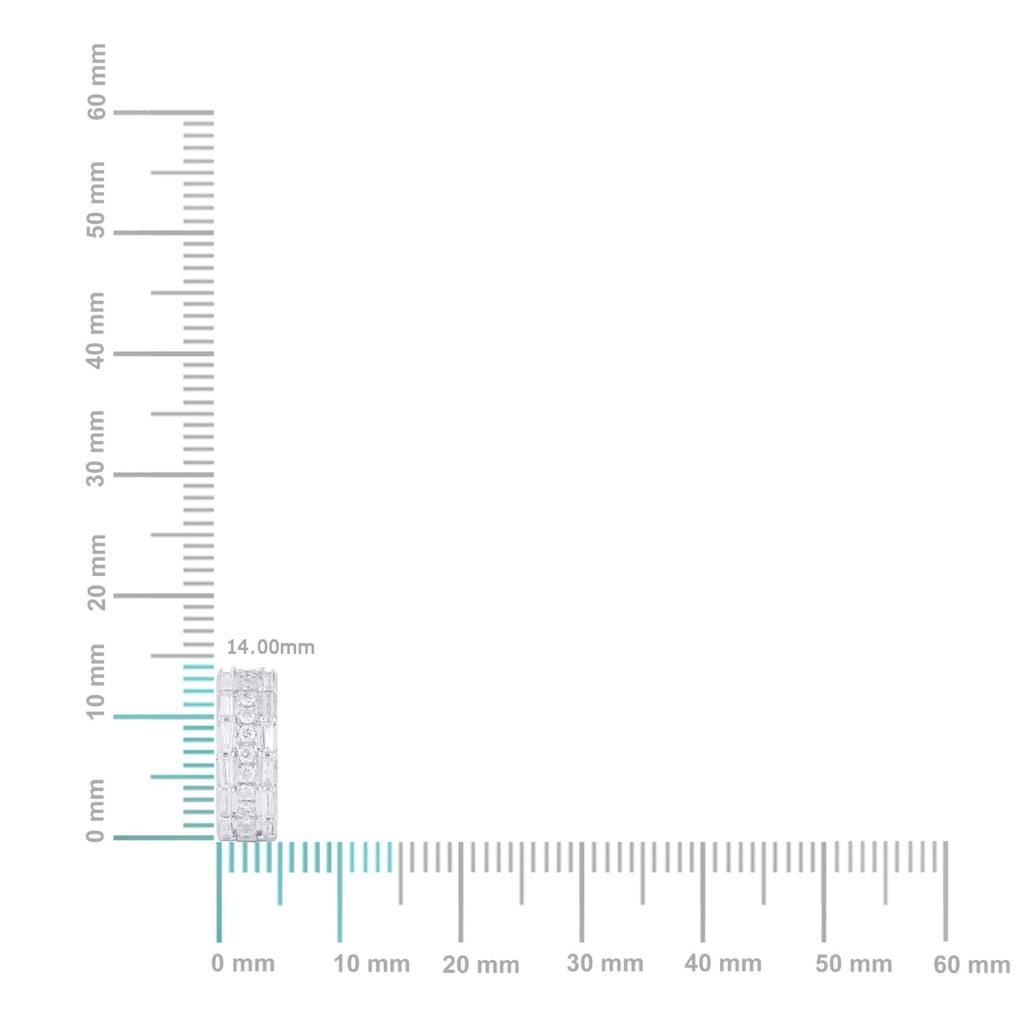 10K White Gold Round Baguette Diamond Designer Hoop Earring 5/8 Cttw