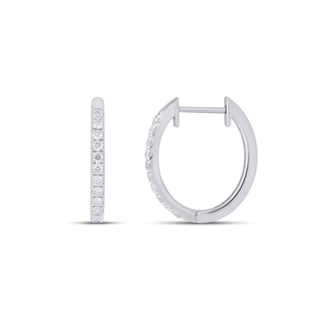 10K White Gold Round Diamond Designer Hoop Earring 1/3 Cttw
