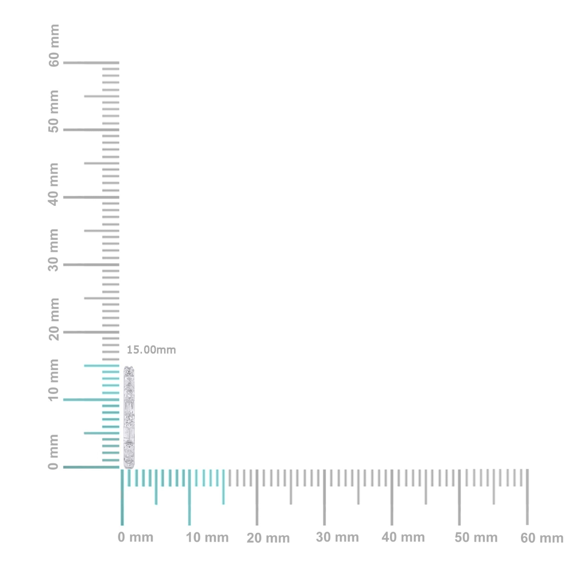 10K White Gold Round Baguette Diamond Designer Hoop Earring 1/4 Cttw
