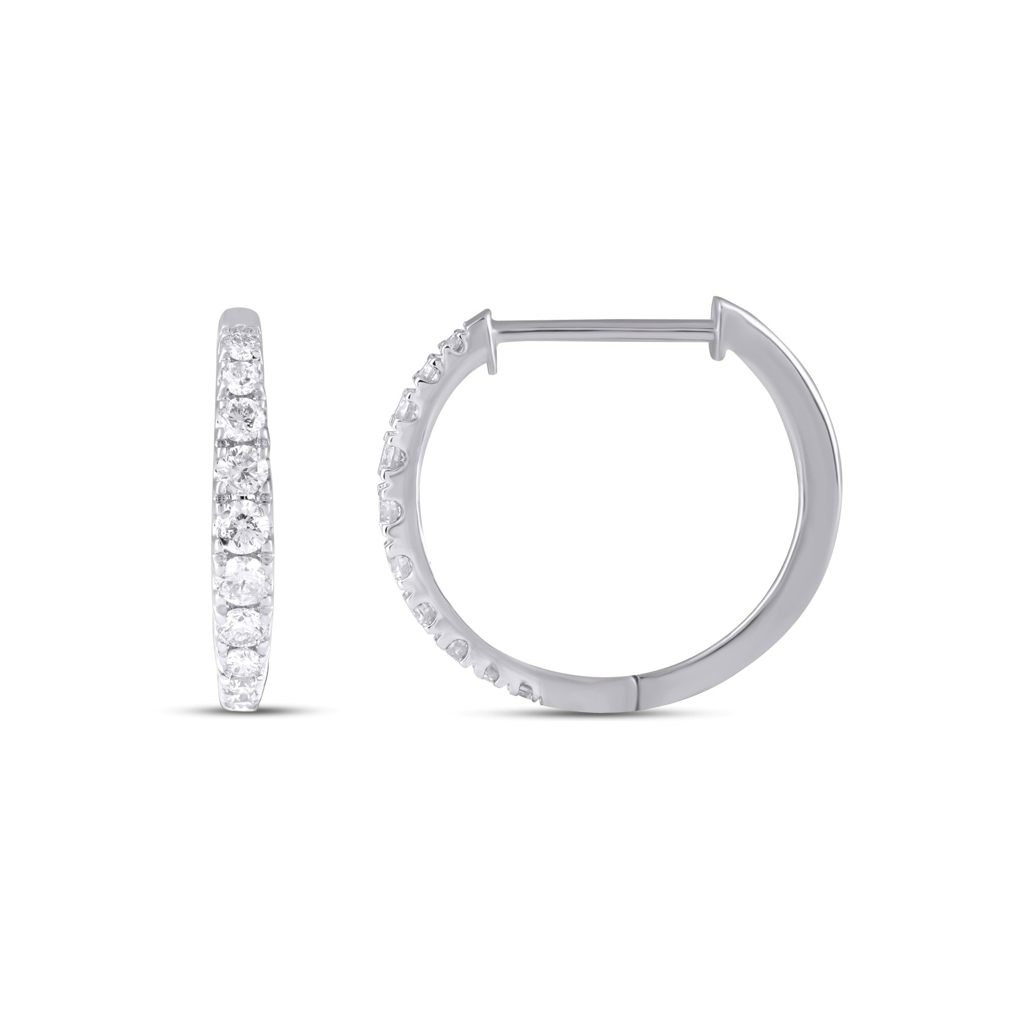 10K White Gold Round Diamond Designer Hoop Earring 1/2 Cttw