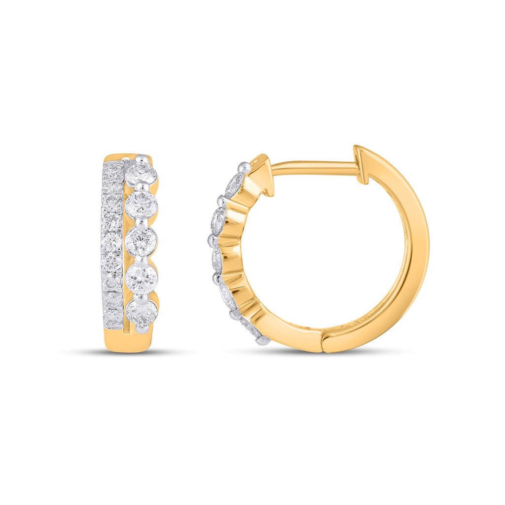 10K Yellow Gold Round Diamond Designer Hoop Earring 1/2 Cttw