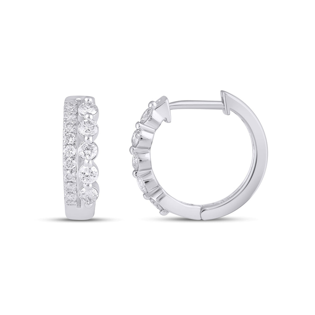 10K White Gold Round Diamond Designer Hoop Earring 1/2 Cttw