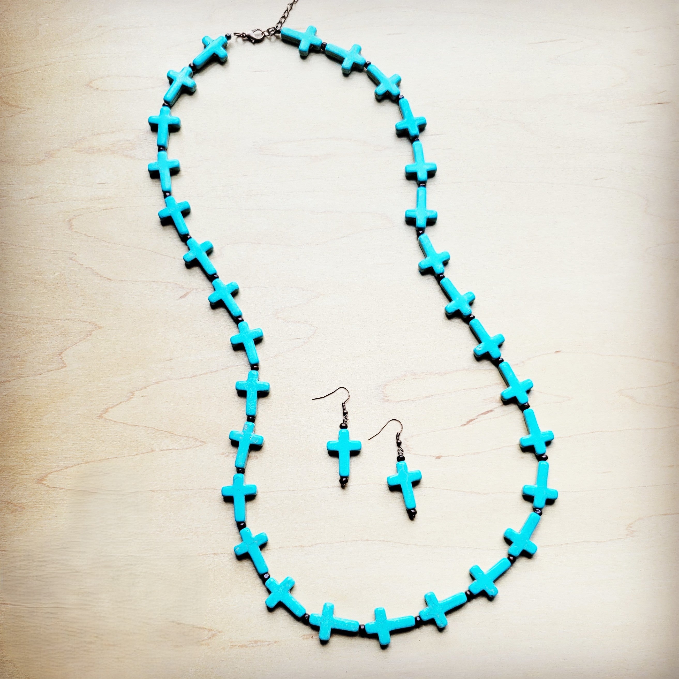 **Blue Turquoise Cross Earrings 220w