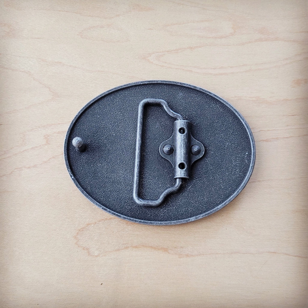 **Rope Edge Brown White Hide Leather Belt Buckle 907LL