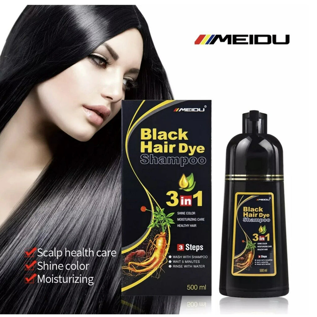 MEIDU 3 In 1 Black Hair Dye Shampoo