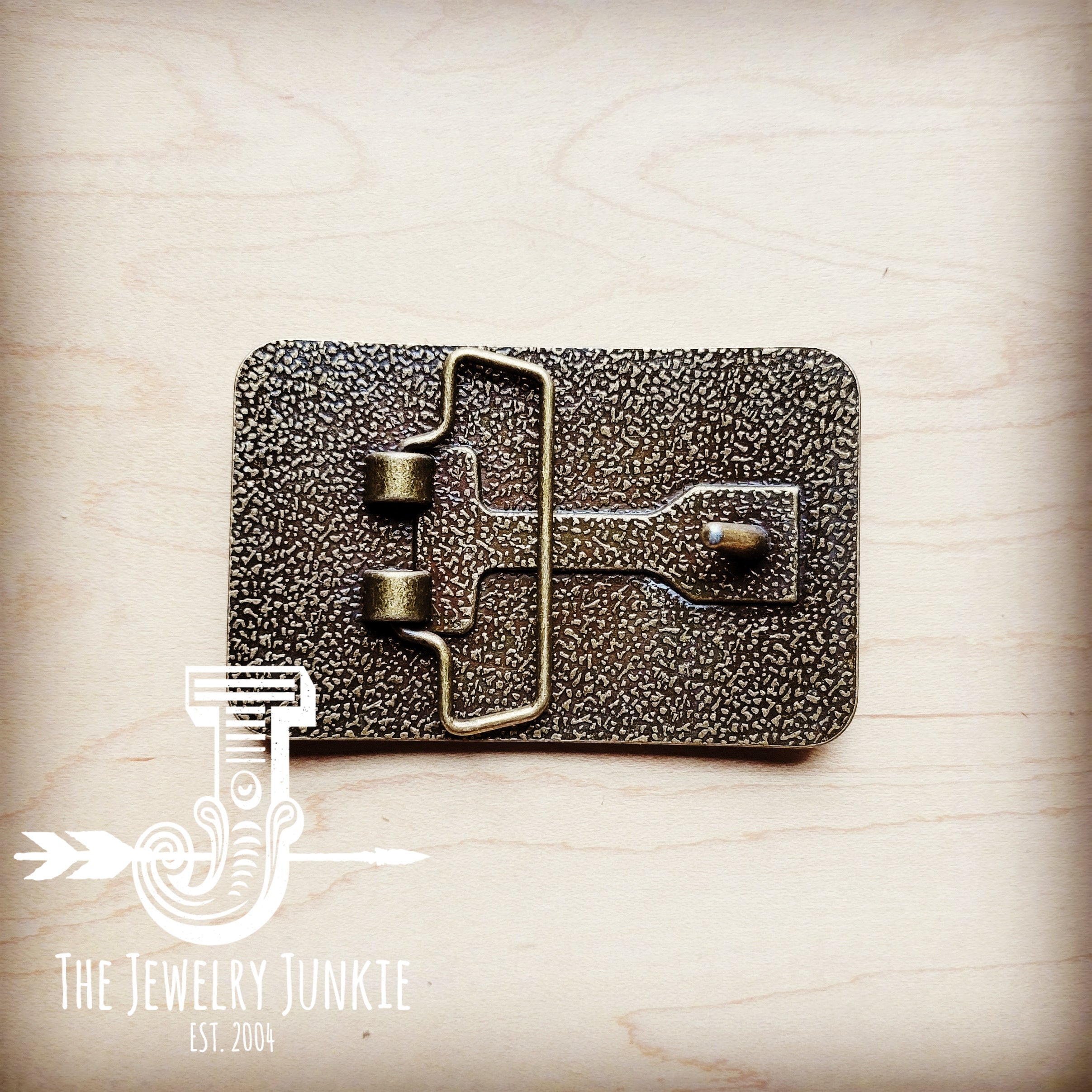 **Rectangle Leather Belt Buckle Gold Hair-on-Hide 904p