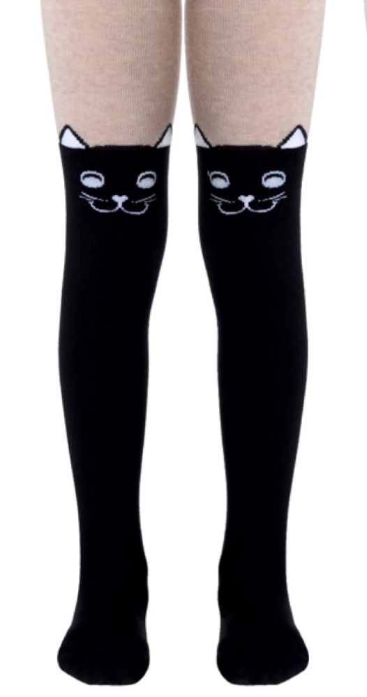 #4С-02СП(466) - Tip-Top Conte-Kids Classic Solid Cat Face Cotton Tights For Girls 2yr. 4yr. 6yr. 8yr. 10yr. 12yr.