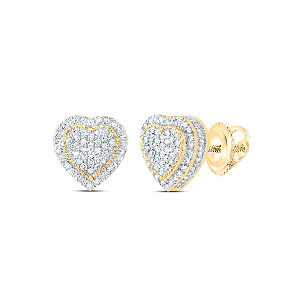 10K YELLOW GOLD  3/8CTW-NATURALURAL DIAMONDMOND  FASHION HEART EARRING