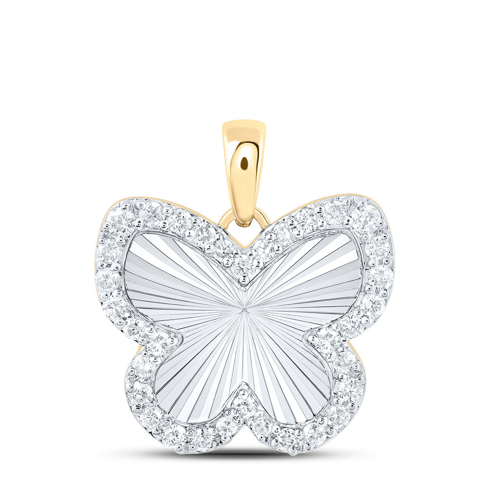 10K YELLOW GOLD  1/4CTW-DIAMOND  FASHION BUTTERFLY PENDANT