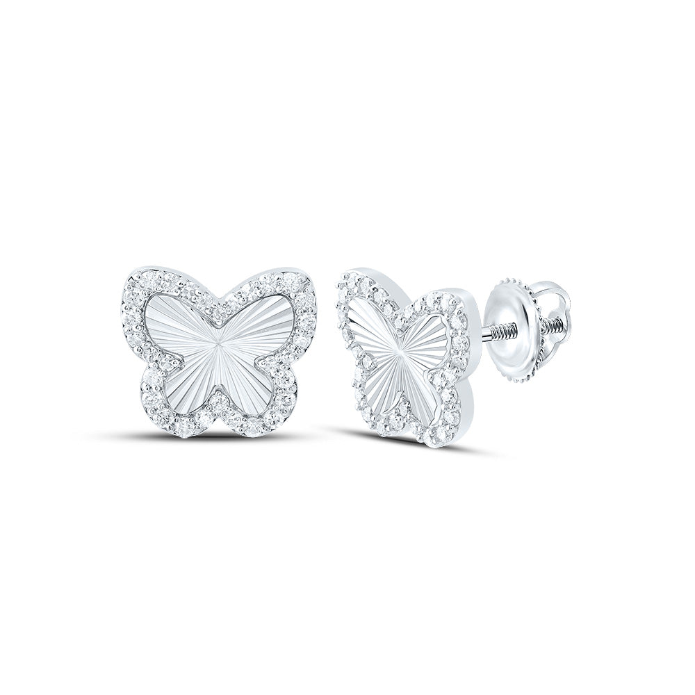 10K WHITE GOLD  3/8CTW-DIAMOND  FASHION BUTTERFLY EARRING