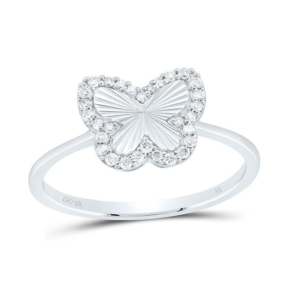 10K WHITE GOLD  1/5CTW-DIAMOND  FASHION BUTTERFLY RING