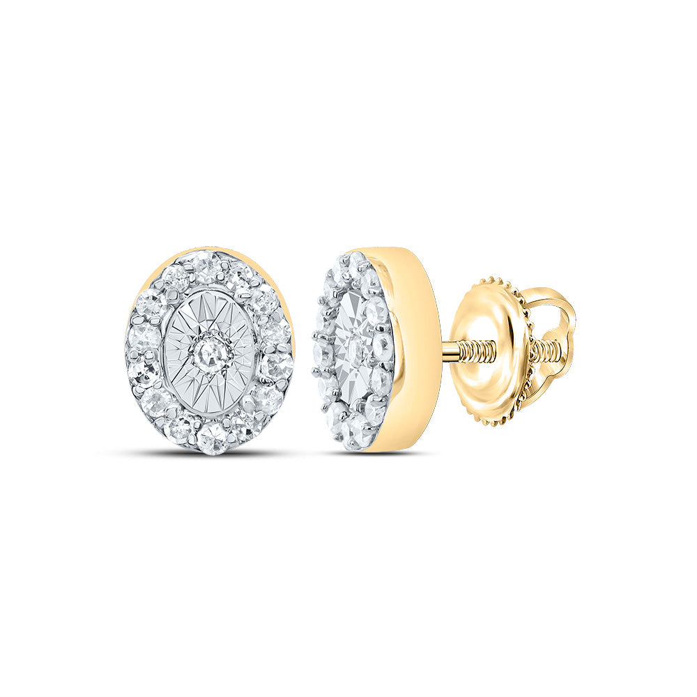 10K YELLOW GOLD  1/6CTW-DIAMOND  GIFT OVAL STUD EARRING