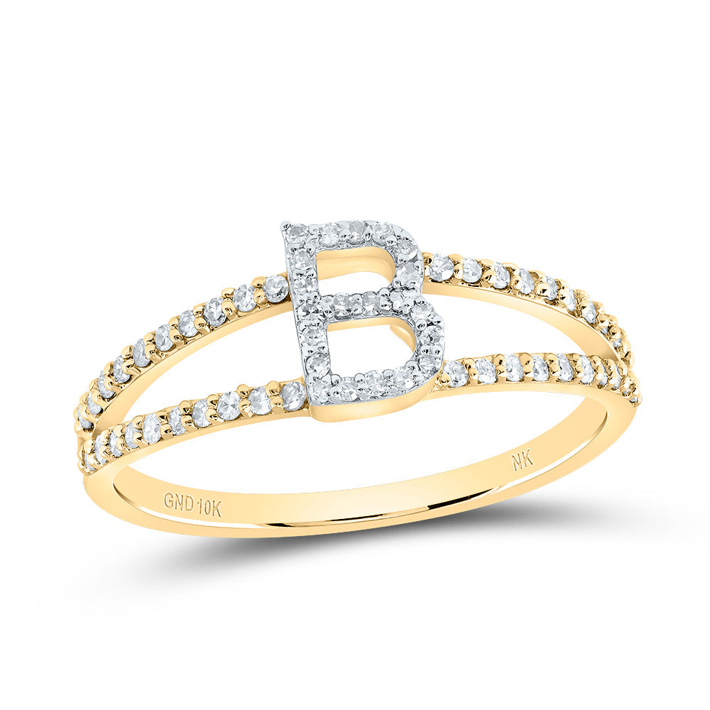 10K YELLOW GOLD  1/5CTW-DIAMOND  GIFT INITIAL "B" LADIES RING