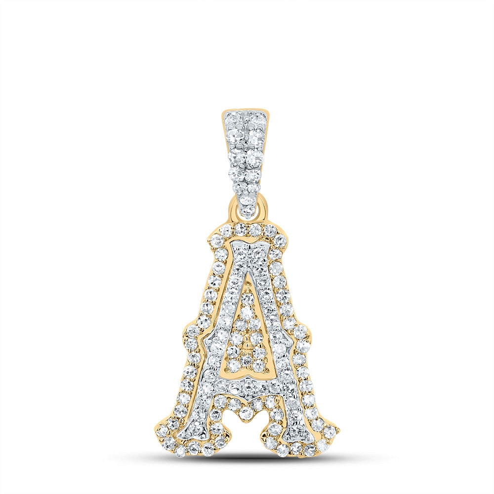 10K Yellow White  1/3CTW-NATURAL DIAMOND NK FASHION INITIAL "A" PENDANT