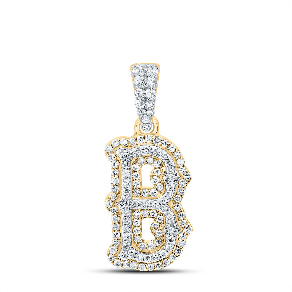 10K Yellow White  3/8CTW-NATURAL DIAMOND NK FASHION INITIAL "B" PENDANT