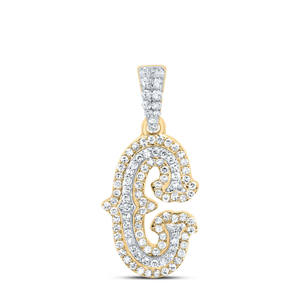 10K Yellow White  1/3CTW-NATURAL DIAMOND NK FASHION INITIAL "C" PENDANT