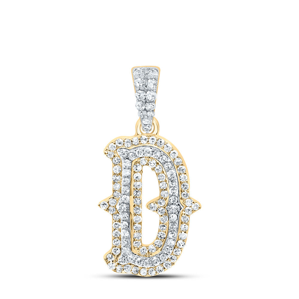10K Yellow White  1/3CTW-NATURAL DIAMOND NK FASHION INITIAL "D" PENDANT