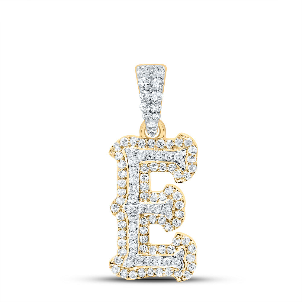 10K Yellow White  1/3CTW-NATURAL DIAMOND NK FASHION INITIAL "E" PENDANT