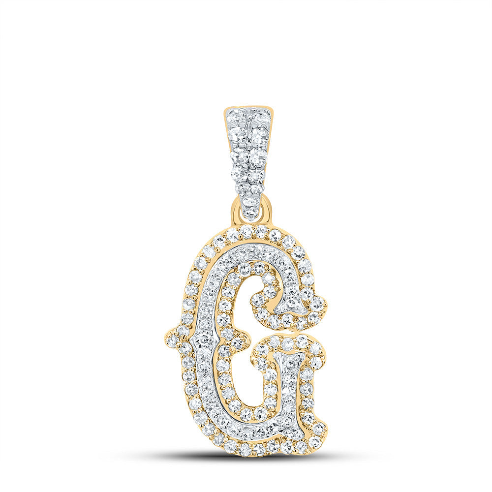 10K Yellow White  1/3CTW-NATURAL DIAMOND NK FASHION INITIAL "G" PENDANT