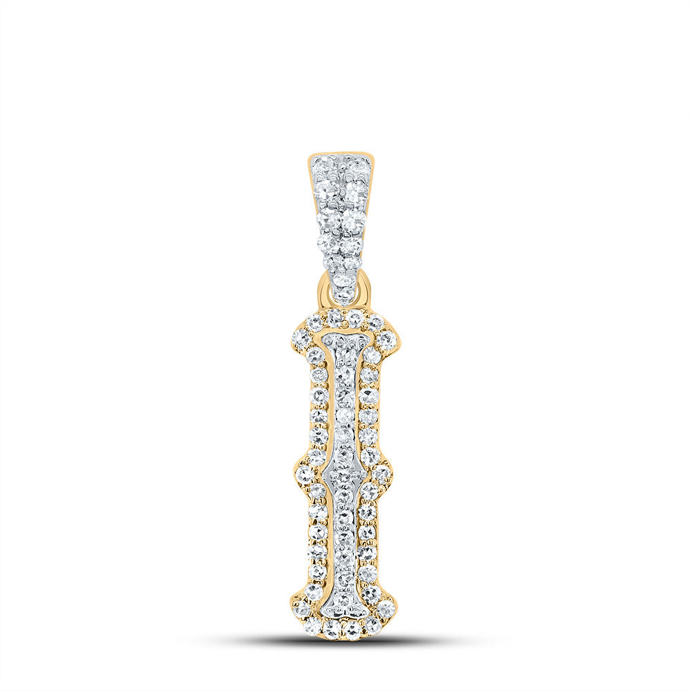 10K Yellow White  1/5CTW-NATURAL DIAMOND NK FASHION INITIAL "I" PENDANT