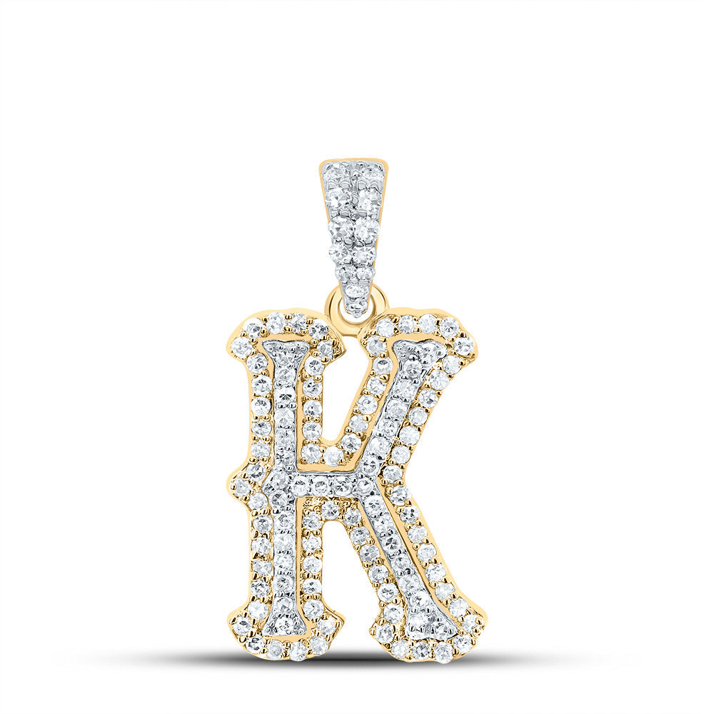 10K Yellow White  1/3CTW-NATURAL DIAMOND NK FASHION INITIAL "K" PENDANT