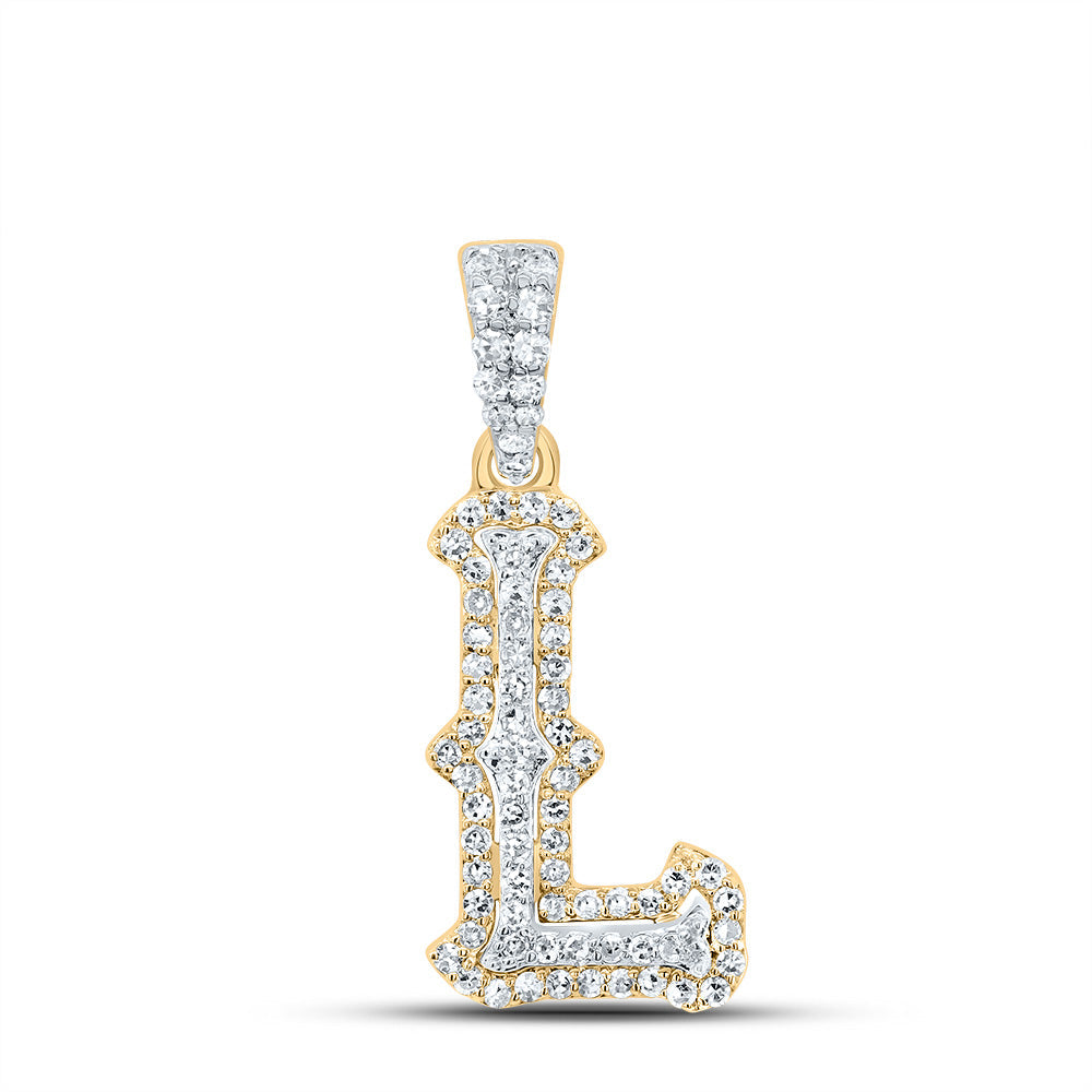 10K Yellow White  1/4CTW-NATURAL DIAMOND NK FASHION INITIAL "L" PENDANT