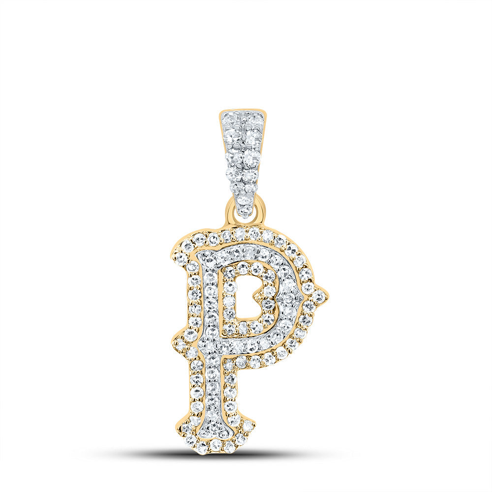 10K Yellow White  1/3CTW-NATURAL DIAMOND NK FASHION INITIAL "P" PENDANT