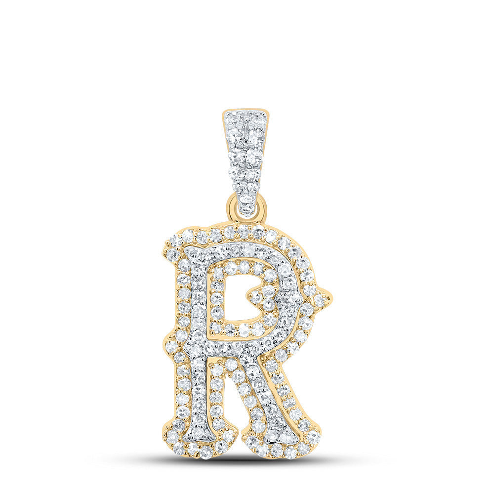 10K Yellow White  3/8CTW-NATURAL DIAMOND NK FASHION INITIAL "R" PENDANT