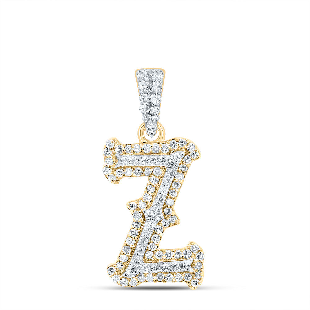 10K Yellow White  1/3CTW-NATURAL DIAMOND NK FASHION INITIAL "Z" PENDANT
