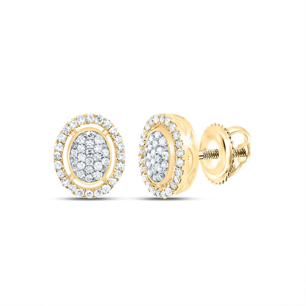 10K YELLOW GOLD  1/3CTW-DIAMOND  FASHION OVAL EARRING