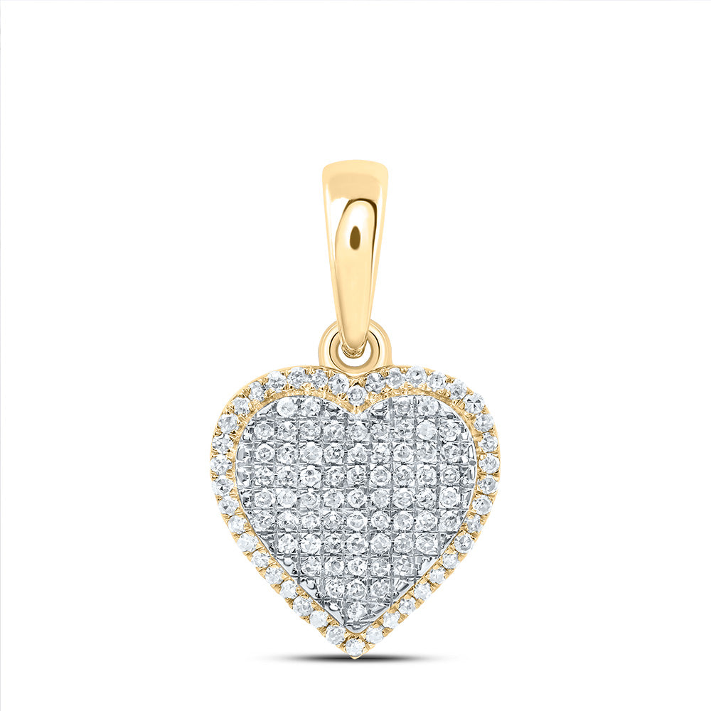 10K YELLOW GOLD  3/8CTW-NATURALURAL DIAMONDMOND  FASHION HEART PENDANT