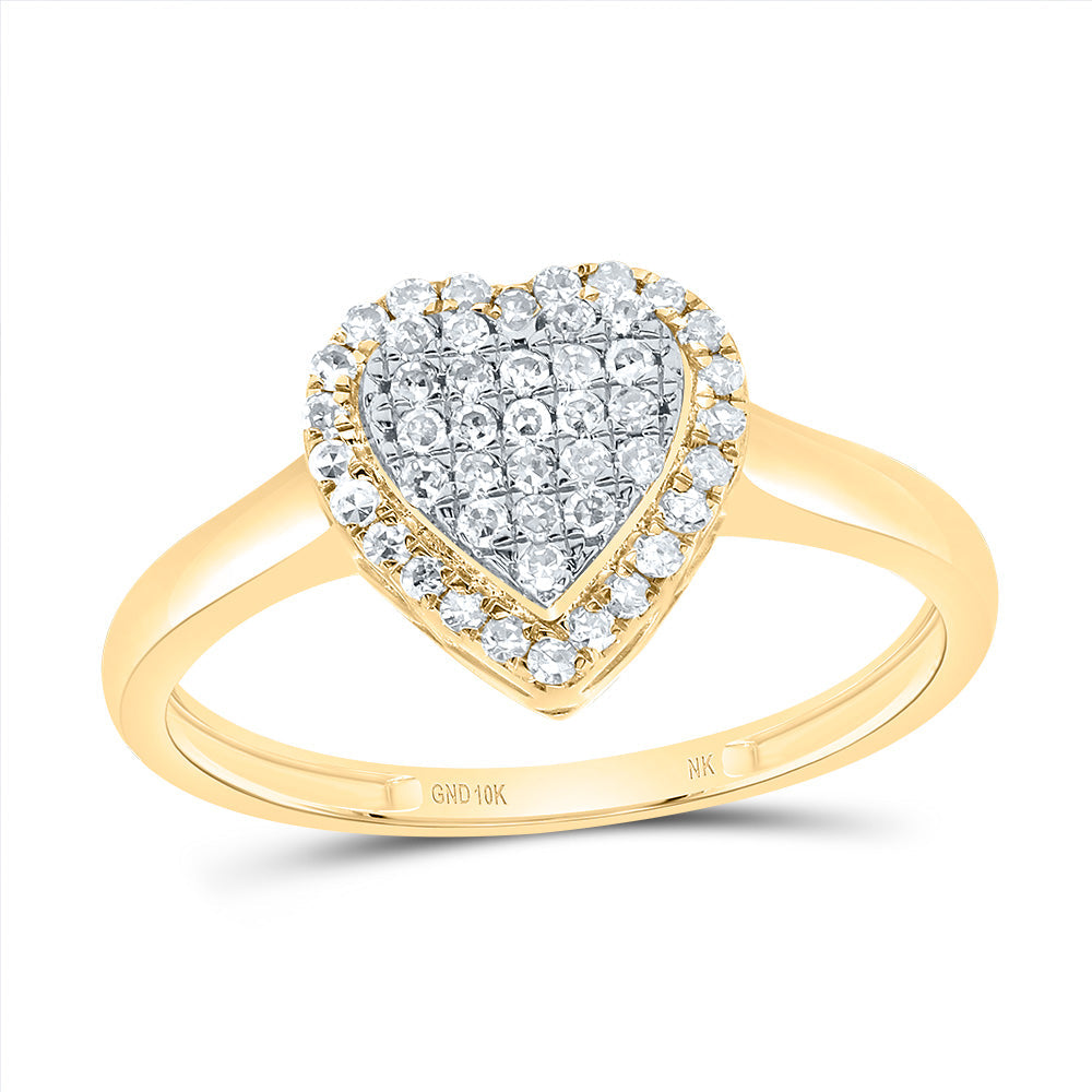 10K YELLOW GOLD  1/4CTW-NATURALURAL DIAMONDMOND  FASHION HEART RING