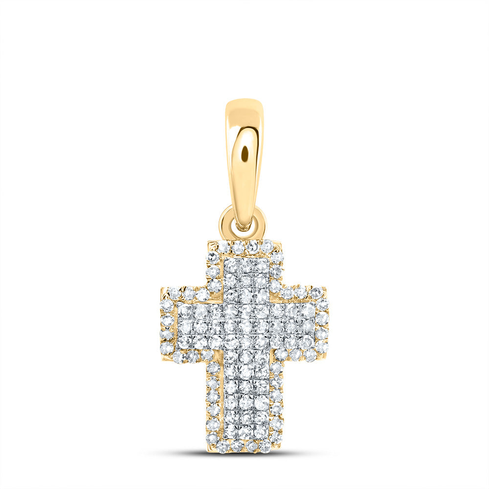 10K YELLLOW GOLD 1/2CTW-DIAMONDMOND FASHION CROSS PENDANT