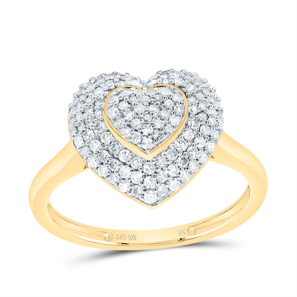 10K YELLOW GOLD  1/2CTW-NATURALURAL DIAMONDMOND  FASHION HEART RING