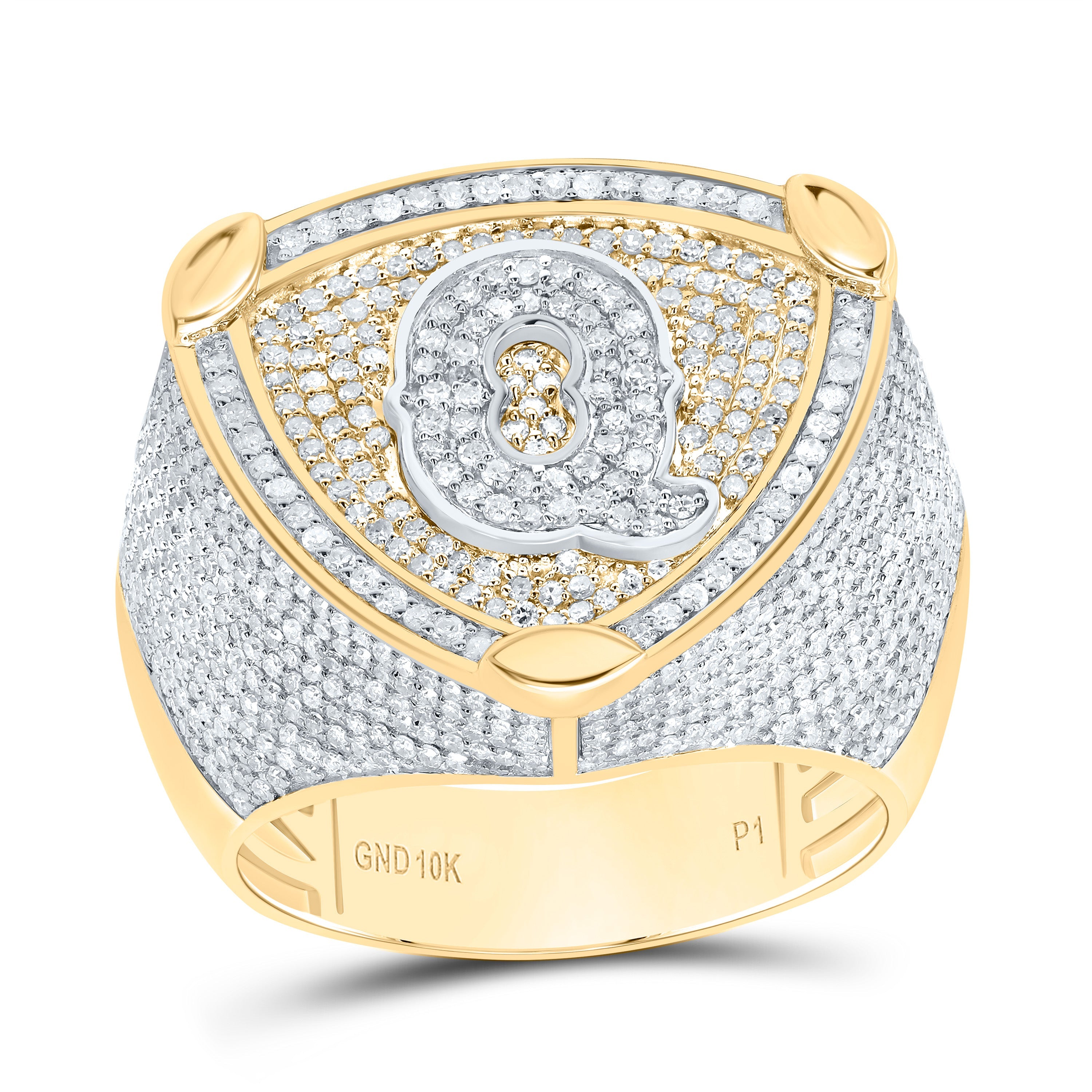 10K Yellow White 2.00 CTW-DIA P1 INITIAL "Q" MEN'S RING