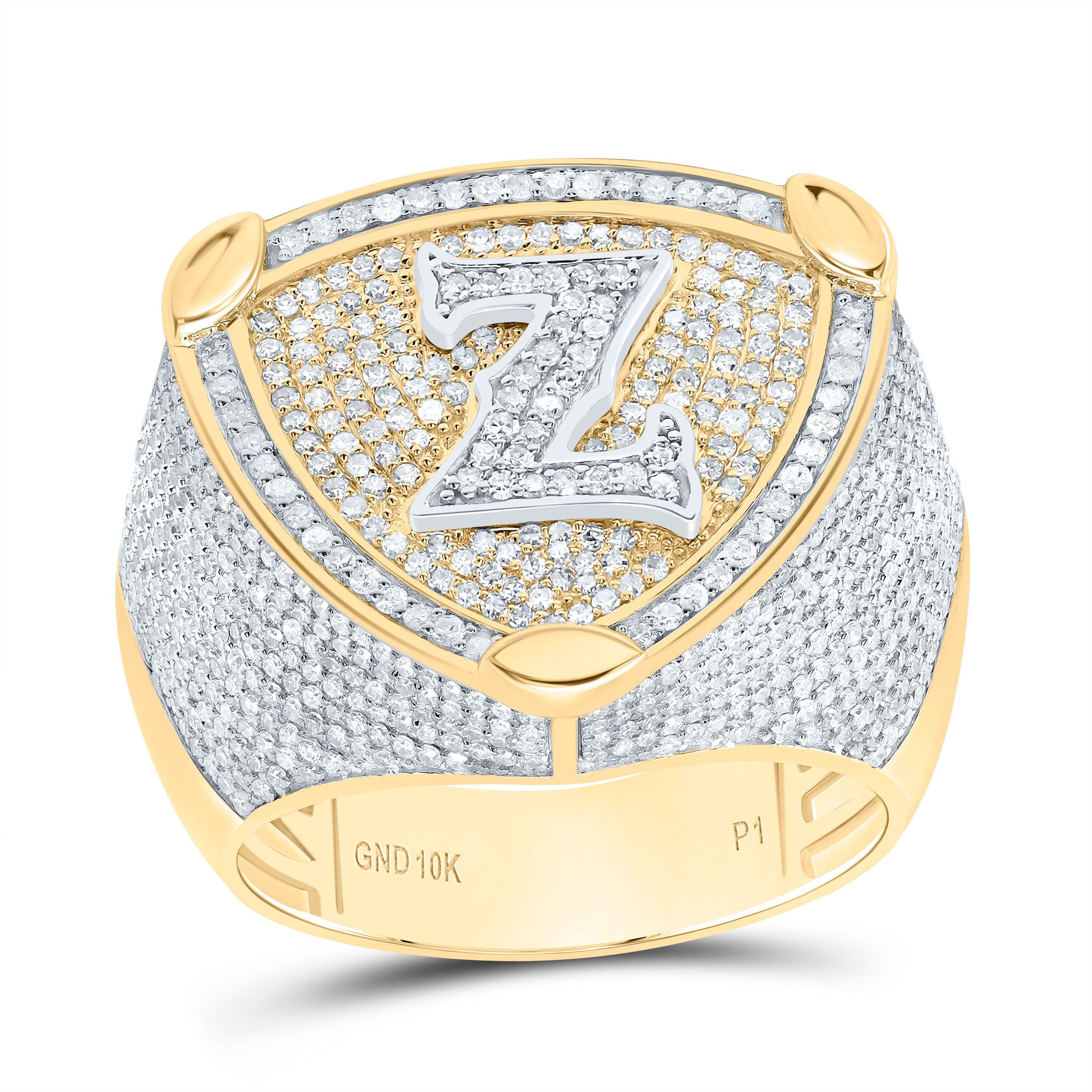 10K Yellow White 2.00 CTW-DIA P1 INITIAL "Z" MEN'S RING