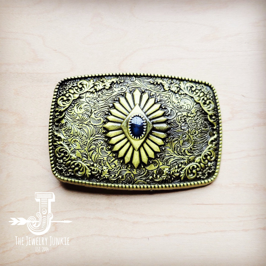 **Antique Gold Belt Buckle with Stone Center 903u