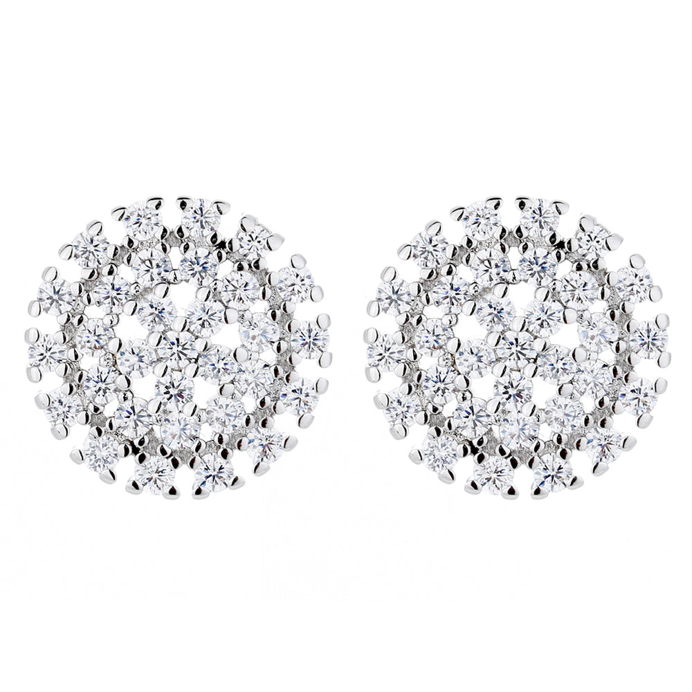 14K Gold And Sterling Silver Cluster Stud With Crystals
