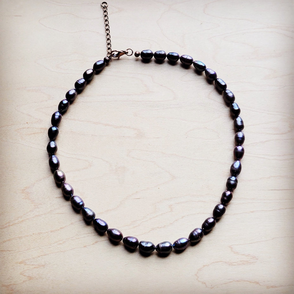 **Genuine Freshwater Gray Pearl Collar Necklace 260f