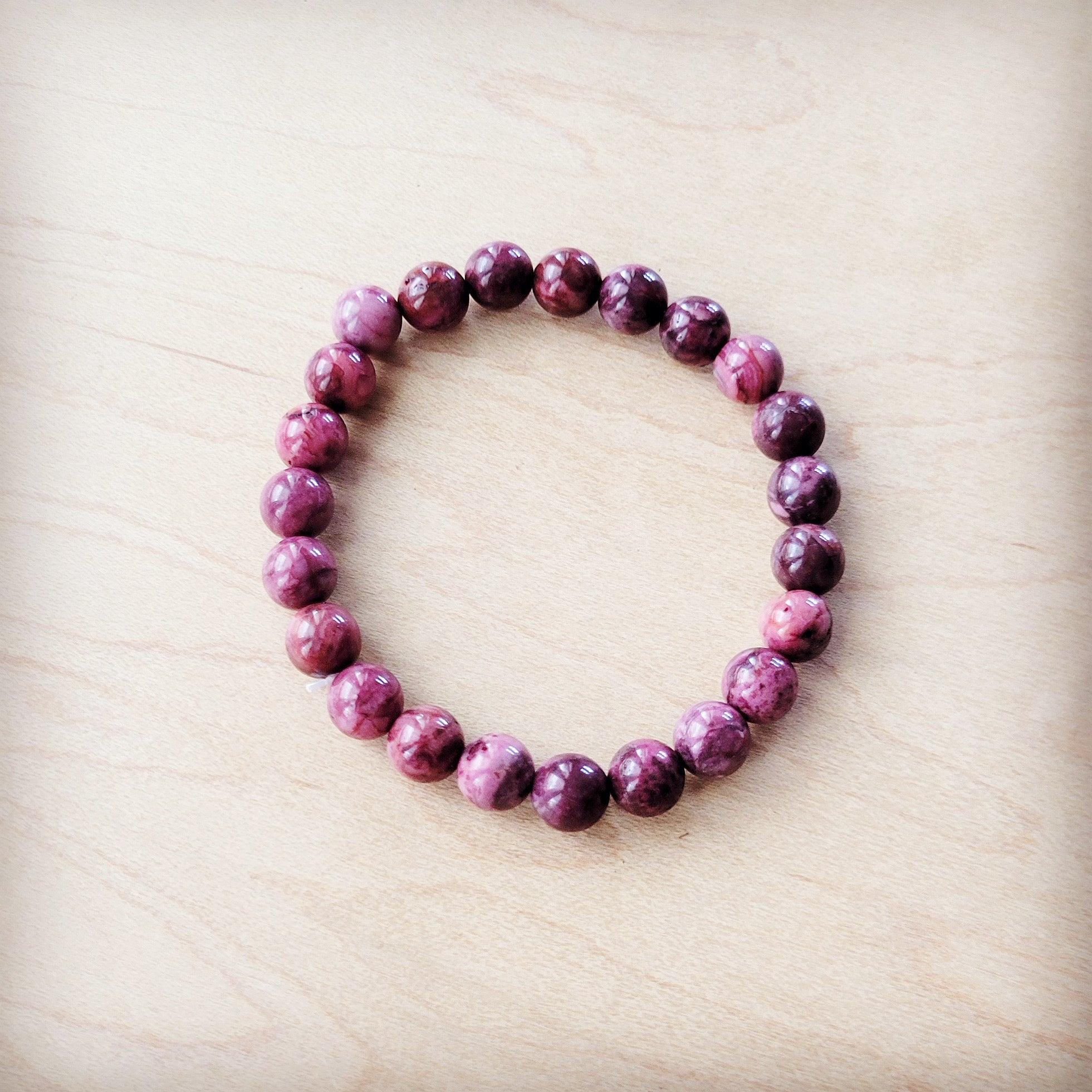 **Pink Agate Beaded Stretch Bracelet 810y