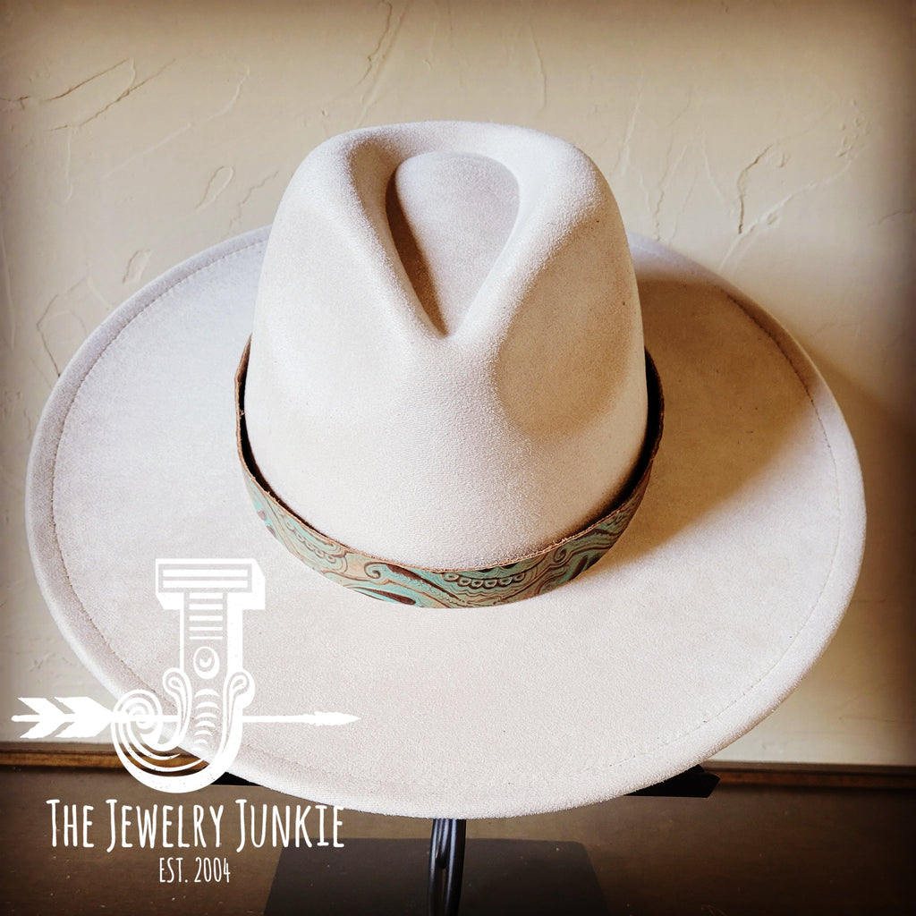 **Napolis Turquoise Brown Embossed Leather Hat Band Only 951L