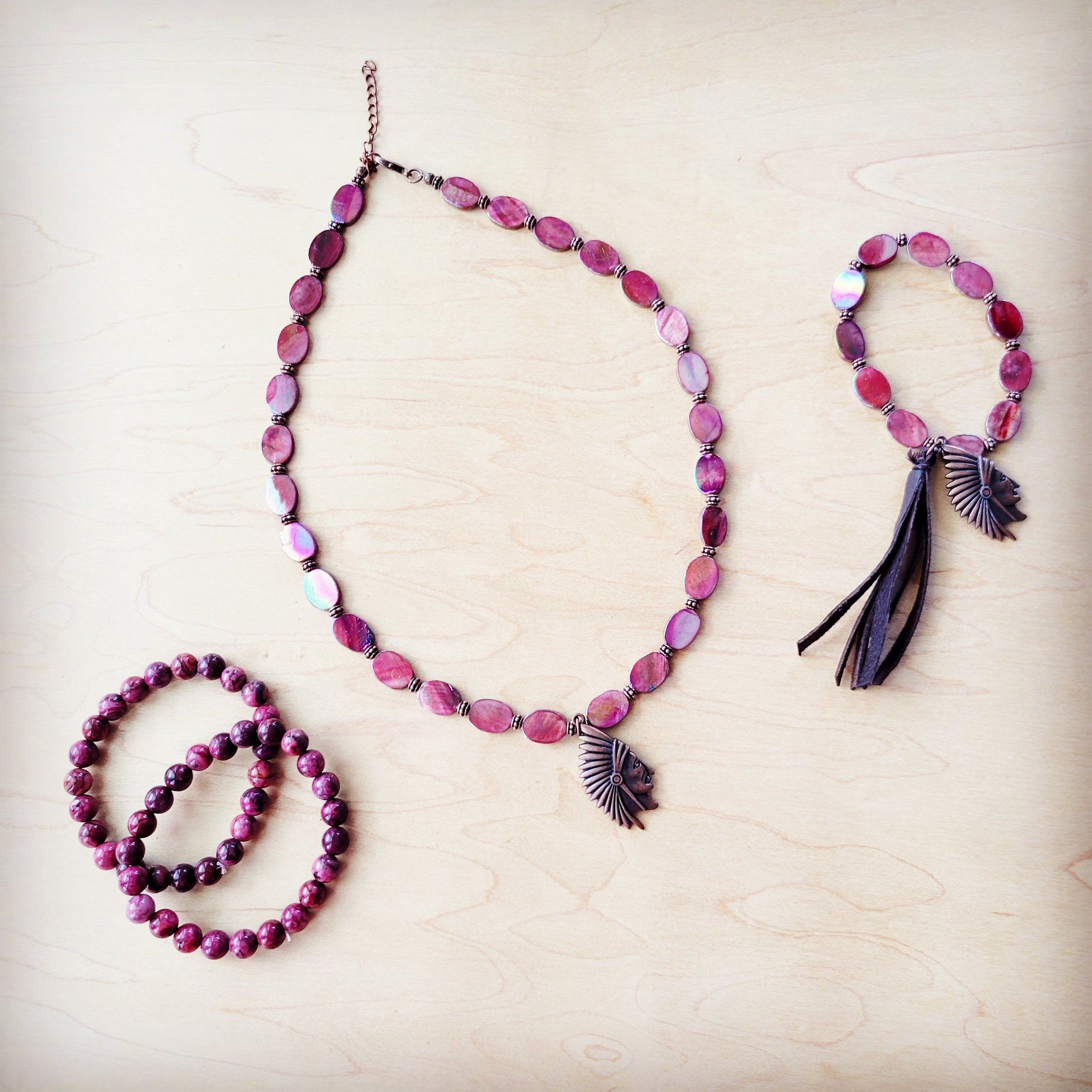 **Pink Agate Beaded Stretch Bracelet 810y