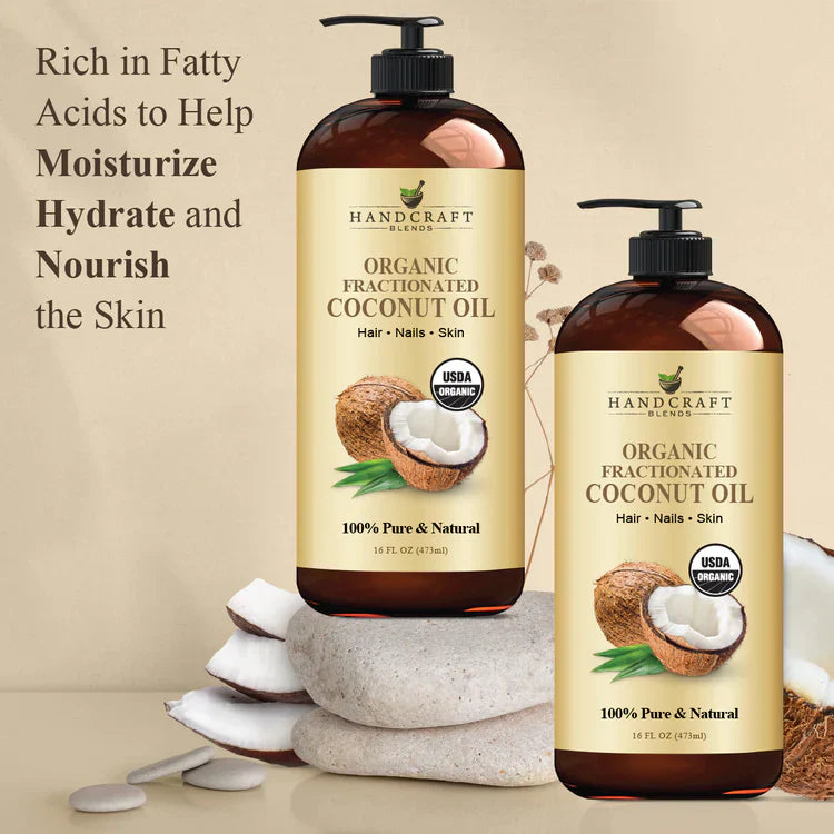 HAND CRAFT Organic Fractionated Coconut Oil - 100% Pure and Natural
