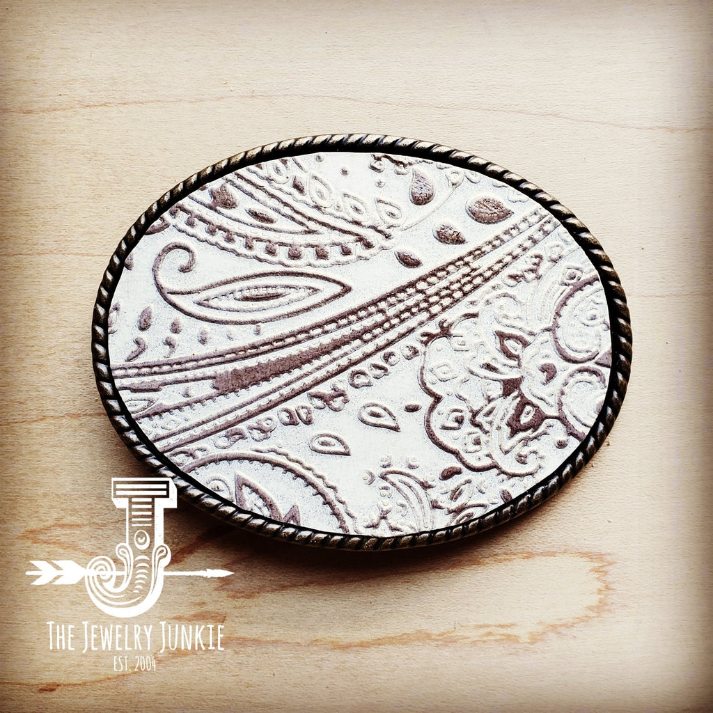 **Rope Edge Oyster Paisley Leather Belt Buckle 901s