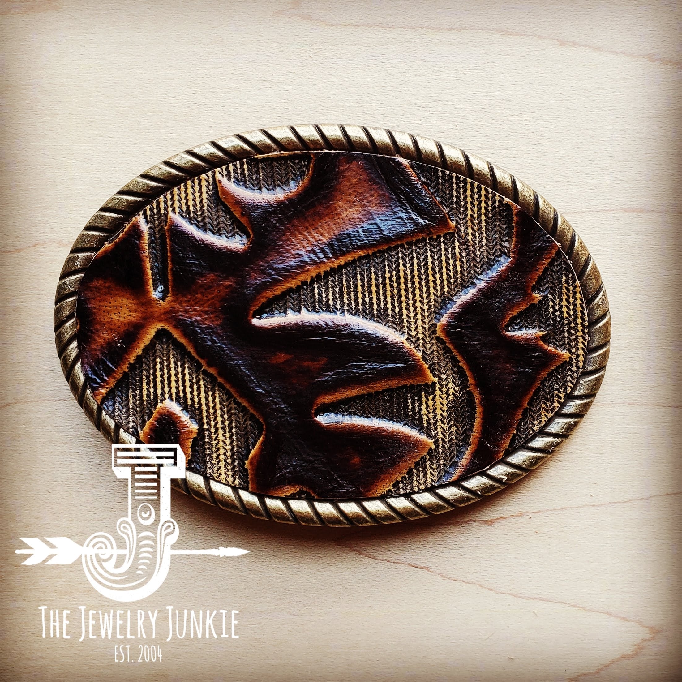 **Rope Edge Brown Laredo Leather Belt Buckle 901x