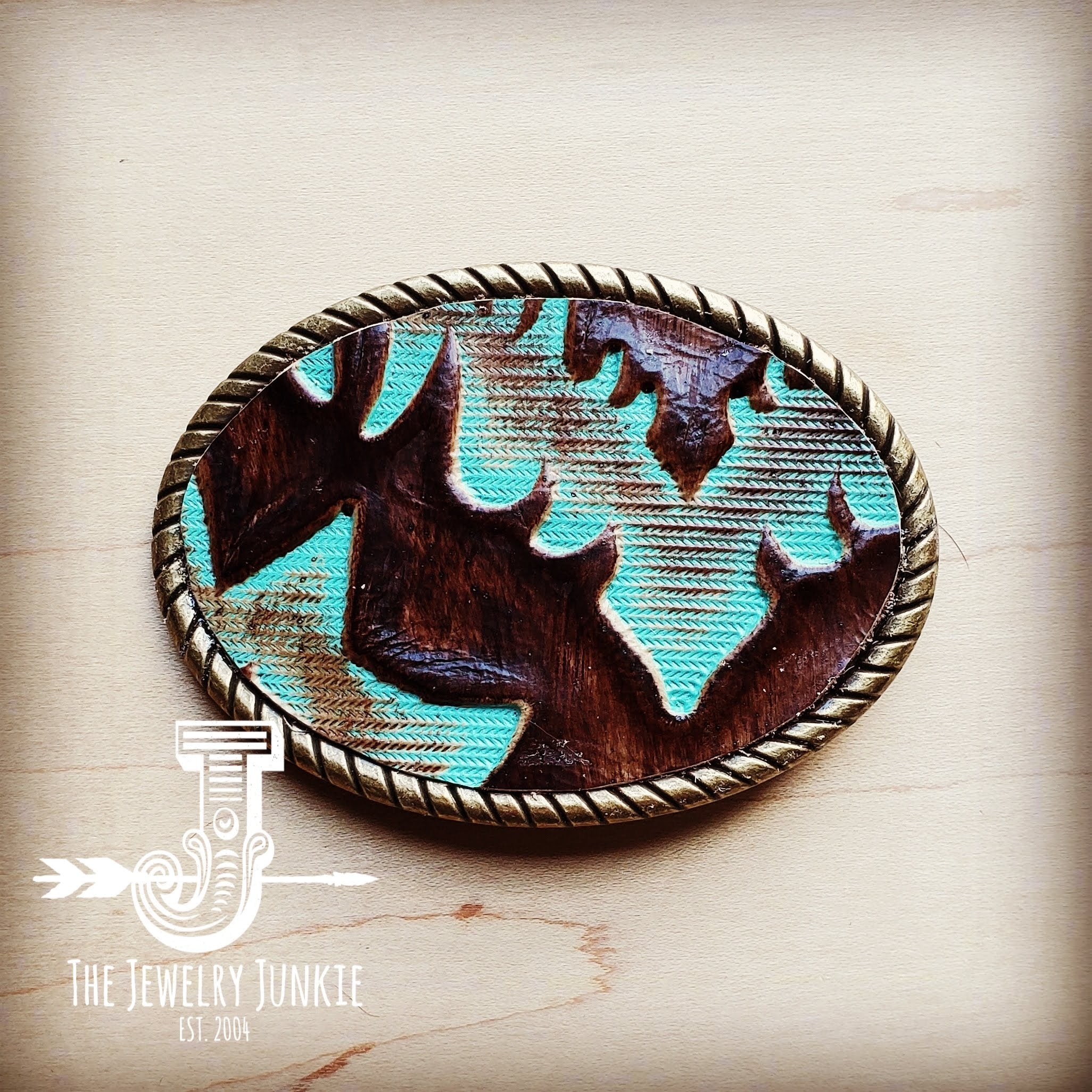 **Rope Edge Turquoise Laredo Leather Belt Buckle 901t