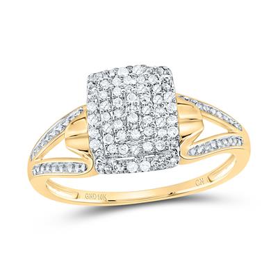 10k Yellow Gold Round Natural Diamond Cluster Ring 1/6 Cttw