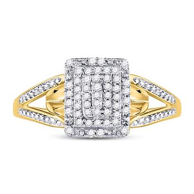 10k Yellow Gold Round Natural Diamond Cluster Ring 1/6 Cttw