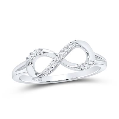 10k White Gold Round Diamond Infinity Fashion Ring 1/12 Cttw